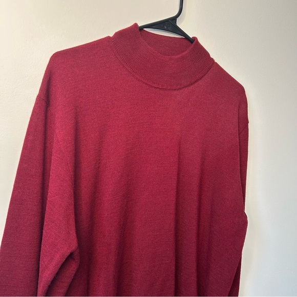 Montechiaro Vintage Mock Neck Wool Sweater Size 52/ Large Made In Italy Red - Picture 5 of 10